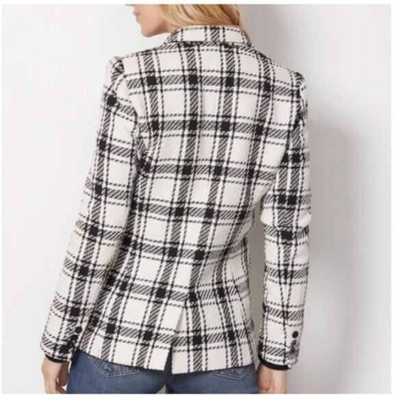 EVEREVE Kennedy Plaid Tweed Blazer Black White Sz XS $158 {3P2} - Picture 3 of 7